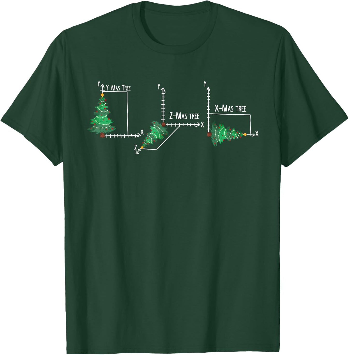 Merry X-Mas Tree Math Funny Christmas Math Teacher T-Shirt - T-Shirt | Forest