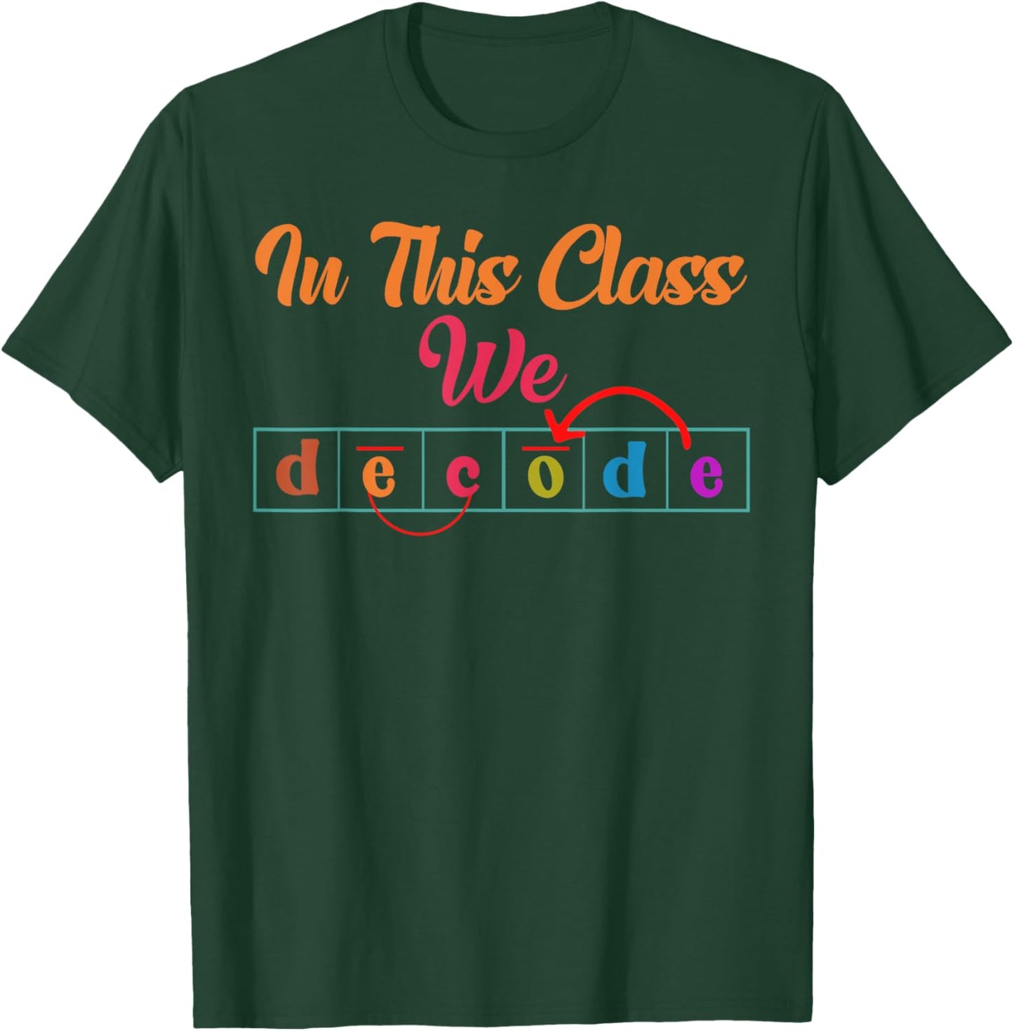 In This Class We Decode Reading Specialist Literacy Coach T-Shirt - T-Shirt | Forest