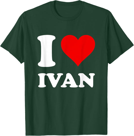I Heart Ivan Women's Black I Love Ivan Modern Letter Print T-Shirt - T-Shirt | Forest
