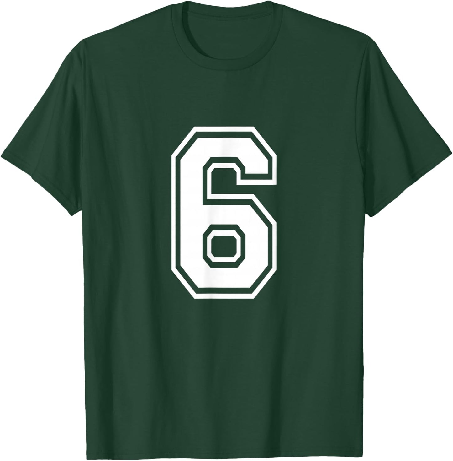 Number 6 Front + Back Varsity Sports Team 6th Birthday T-Shirt - T-Shirt | Forest