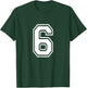 Number 6 Front + Back Varsity Sports Team 6th Birthday T-Shirt - T-Shirt | Forest
