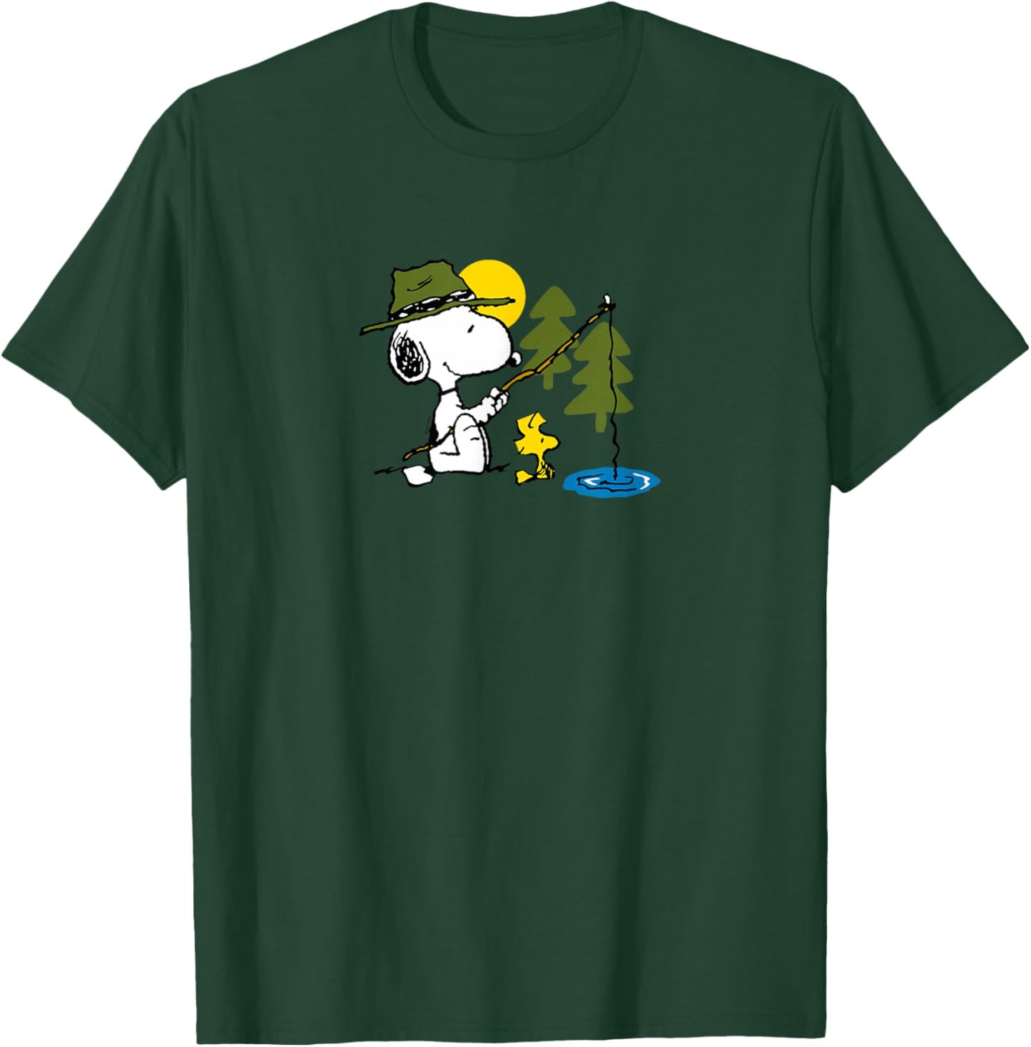 Peanuts - Snoopy Woodstock Fishing T-Shirt - T-Shirt | Forest