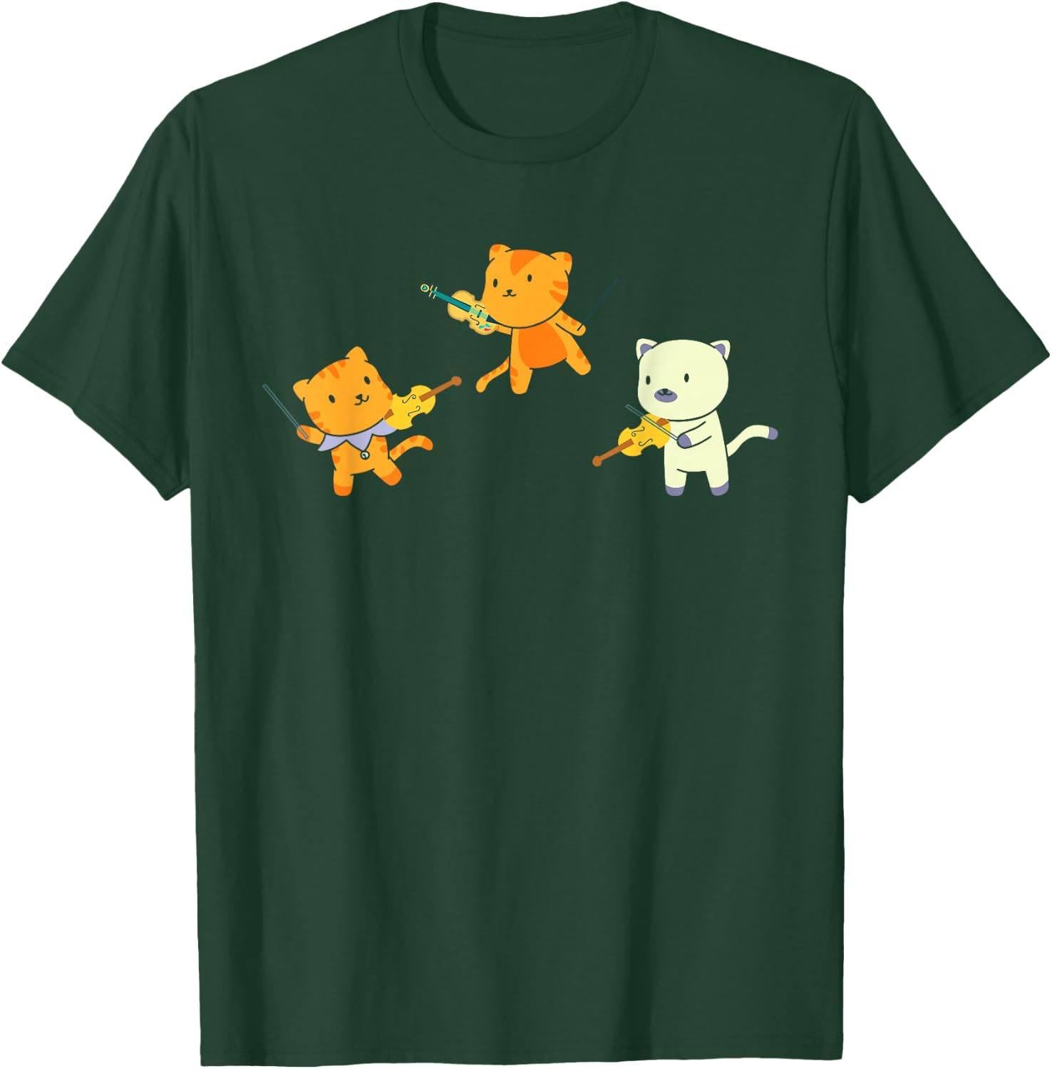 Cat Playing Violin Cello Cat Lover Violinist Cello Player T-Shirt - T-Shirt | Forest