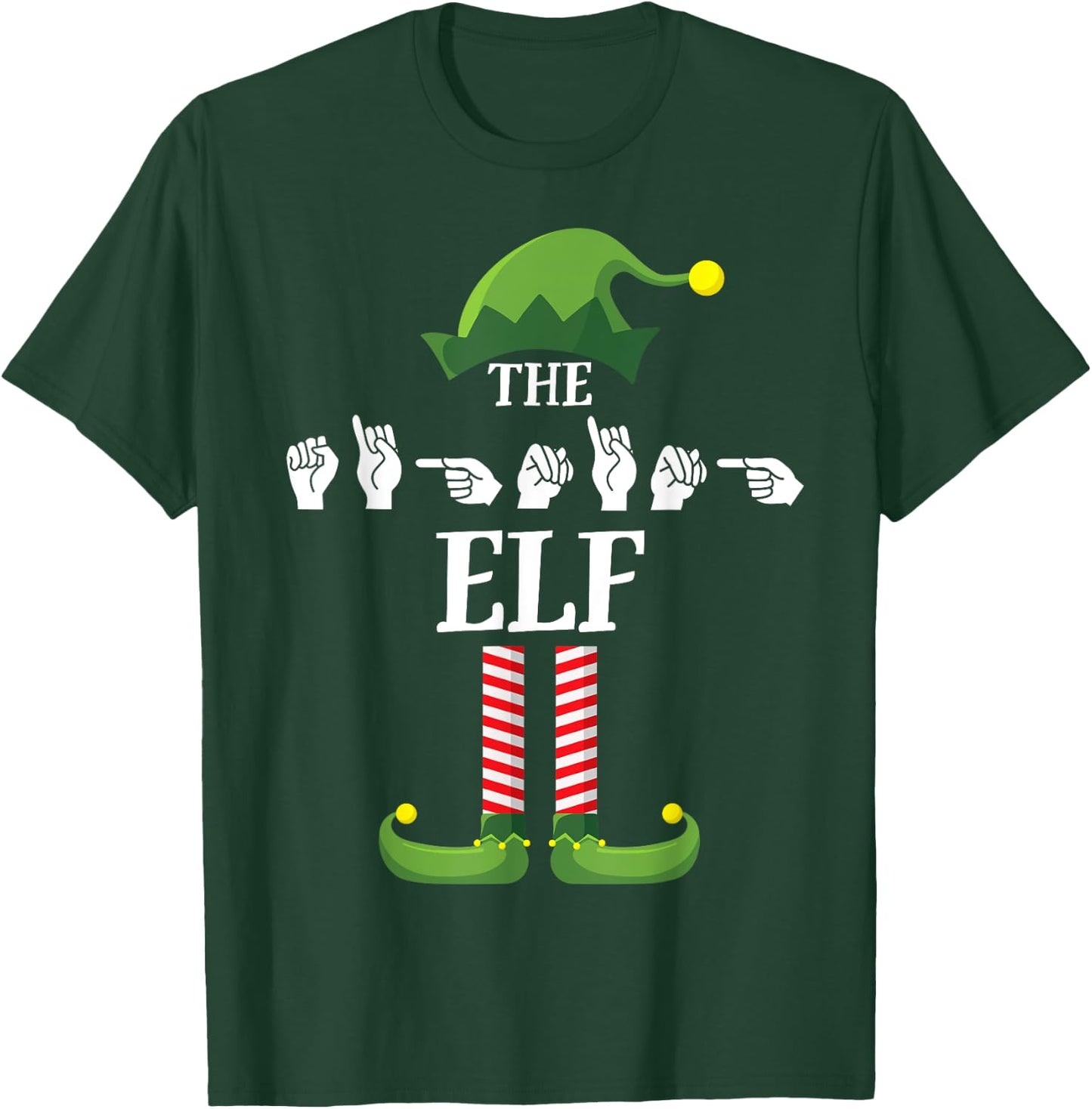 Signing Elf Matching Family Sign Language Deaf Christmas ASL T-Shirt - T-Shirt | Forest