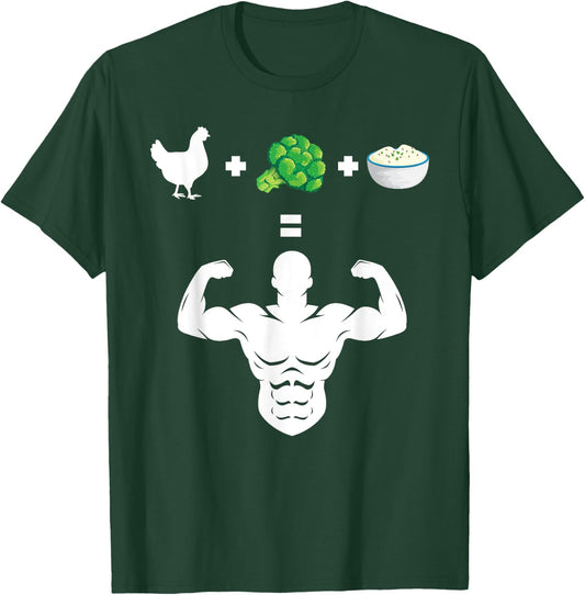 Chicken Broccoli Rice Bodybuilder Fun Broccoli Lover Workout T-Shirt - T-Shirt | Forest