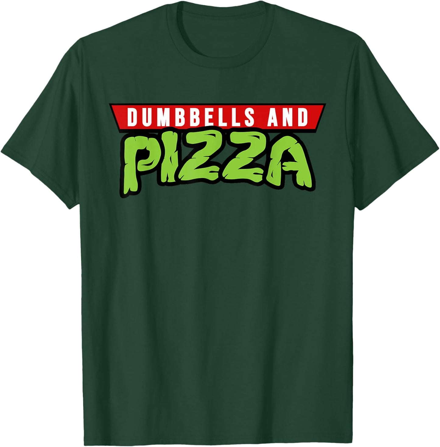 Dumbbells and Pizza Funny Cute Turtle Themed Gym and Fitness T-Shirt - T-Shirt | Forest