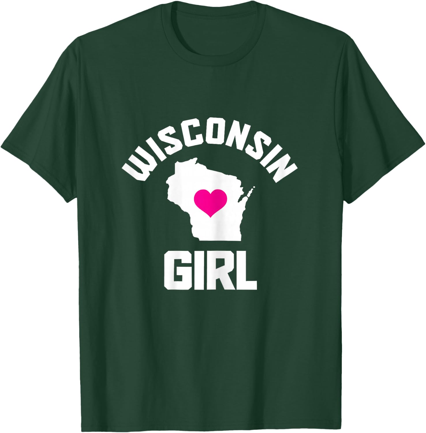 State of Wisconsin Heart Pride Vintage Girls T-Shirt - T-Shirt | Forest