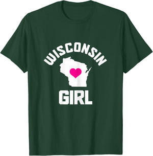State of Wisconsin Heart Pride Vintage Girls T-Shirt - T-Shirt | Forest