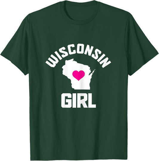 State of Wisconsin Heart Pride Vintage Girls T-Shirt - T-Shirt | Forest