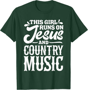 Country Music Graphic Women Girls Jesus Country Music Fans T-Shirt - T-Shirt | Forest