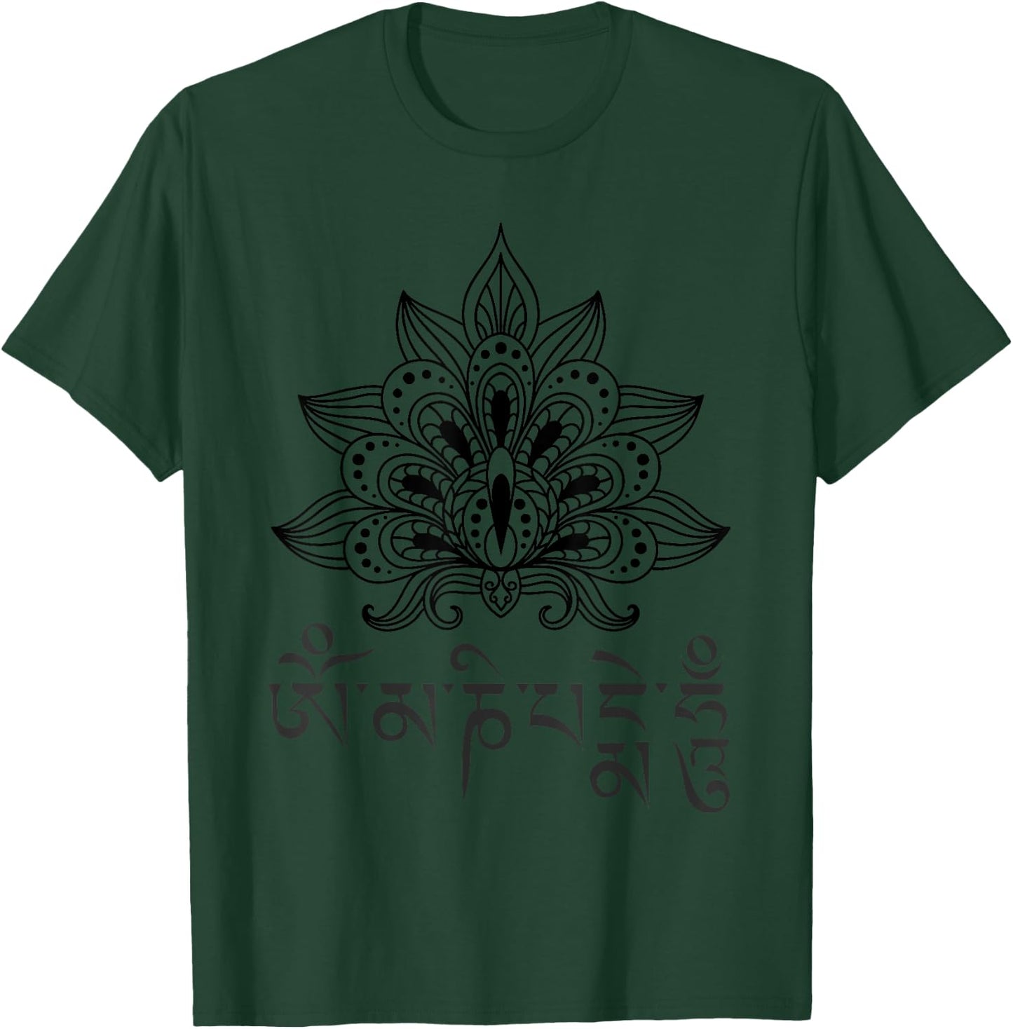 Om Mani Padme Hum Lotus Mandala Spiritual Design T-Shirt - T-Shirt | Forest