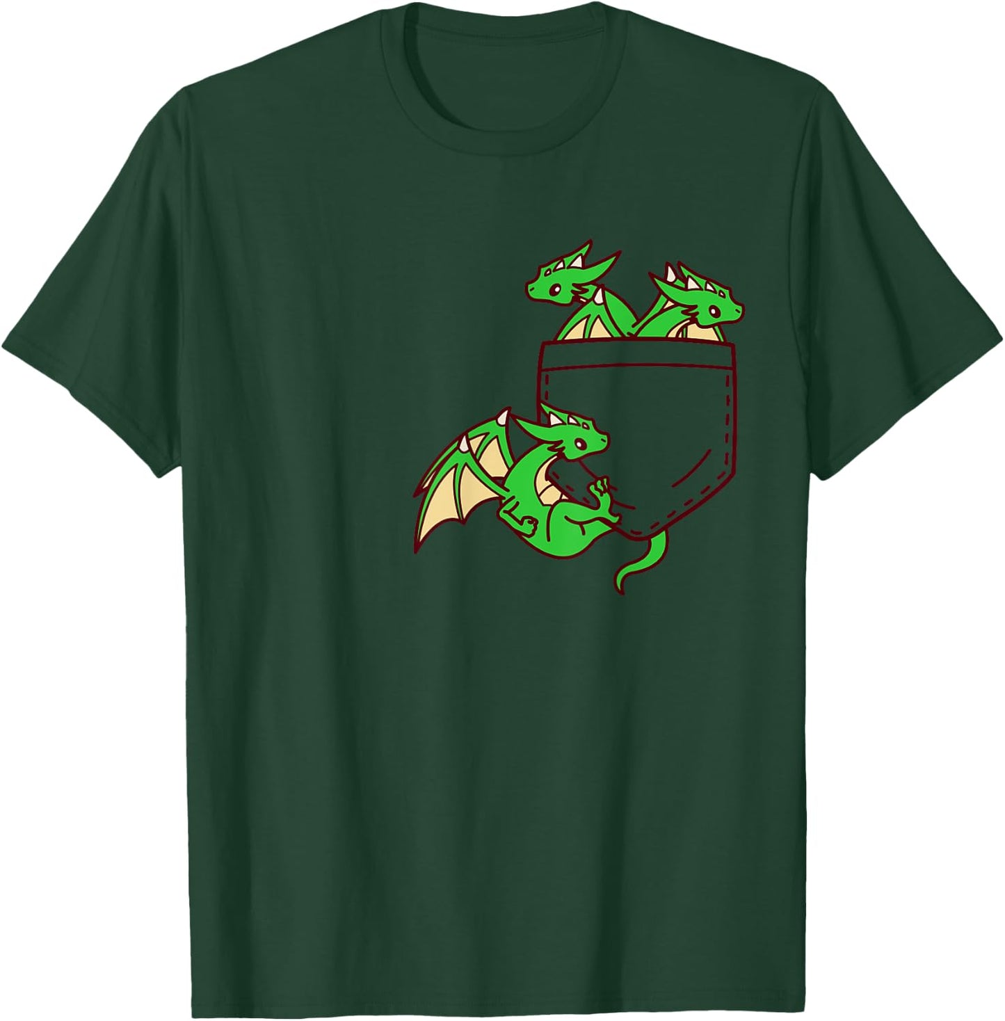 For Dragon Lovers Cute Kawaii Baby Dragon In Pocket T-Shirt - T-Shirt | Forest
