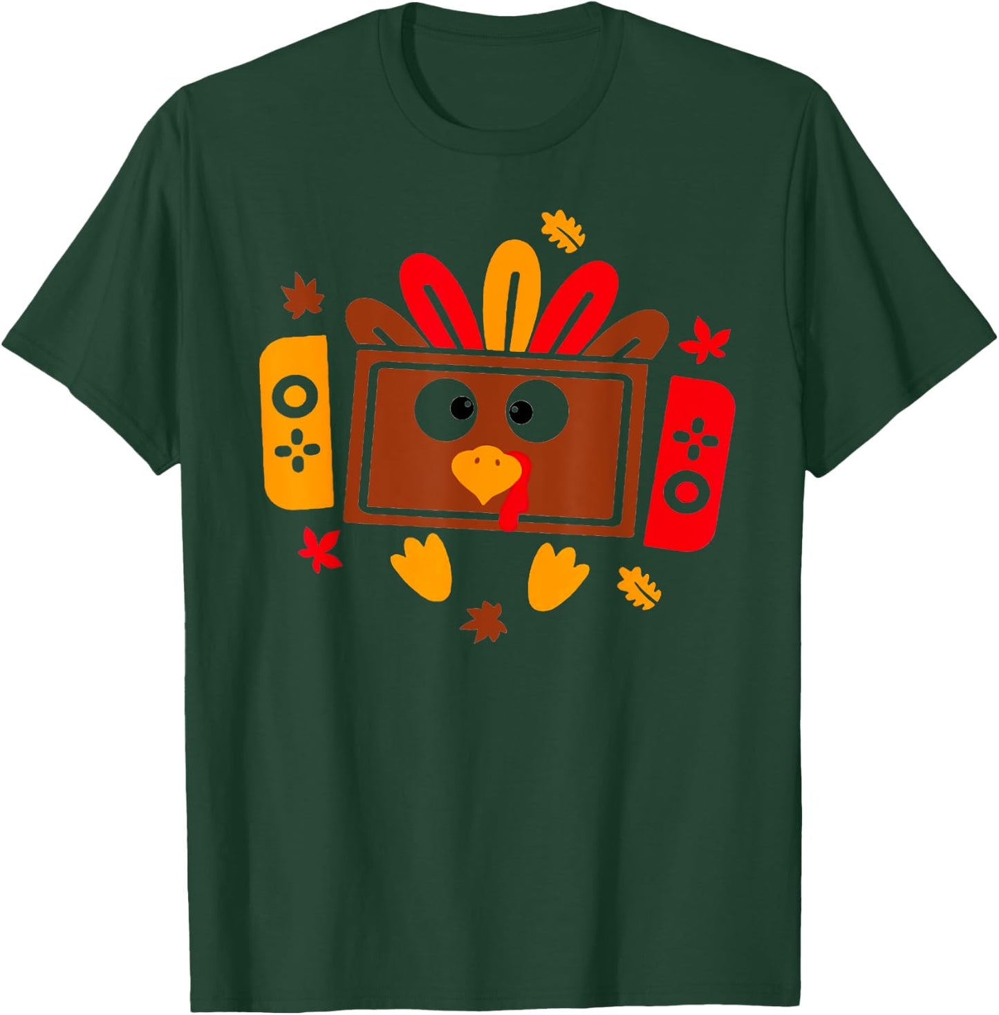 Video Games Thanksgiving Turkey Gamer Gaming Boys Kids Teens T-Shirt - T-Shirt | Forest
