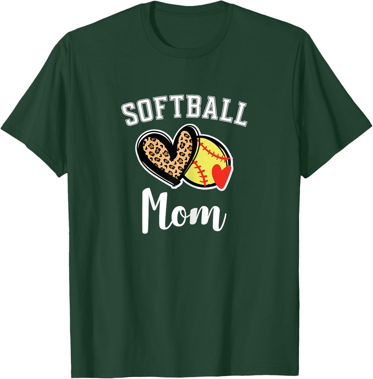 Softball Mom Leopard Heart T-Shirt - T-Shirt | Forest