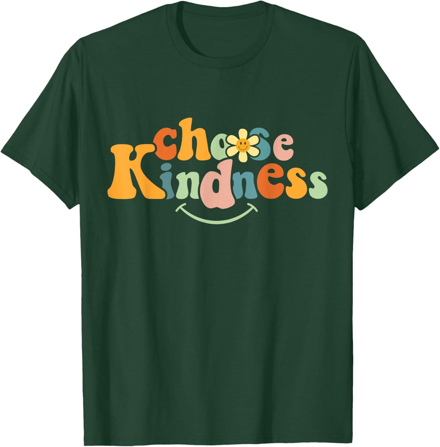 Choose Kindness Retro Groovy Be Kind Women Men Autism Kids T-Shirt - T-Shirt | Forest