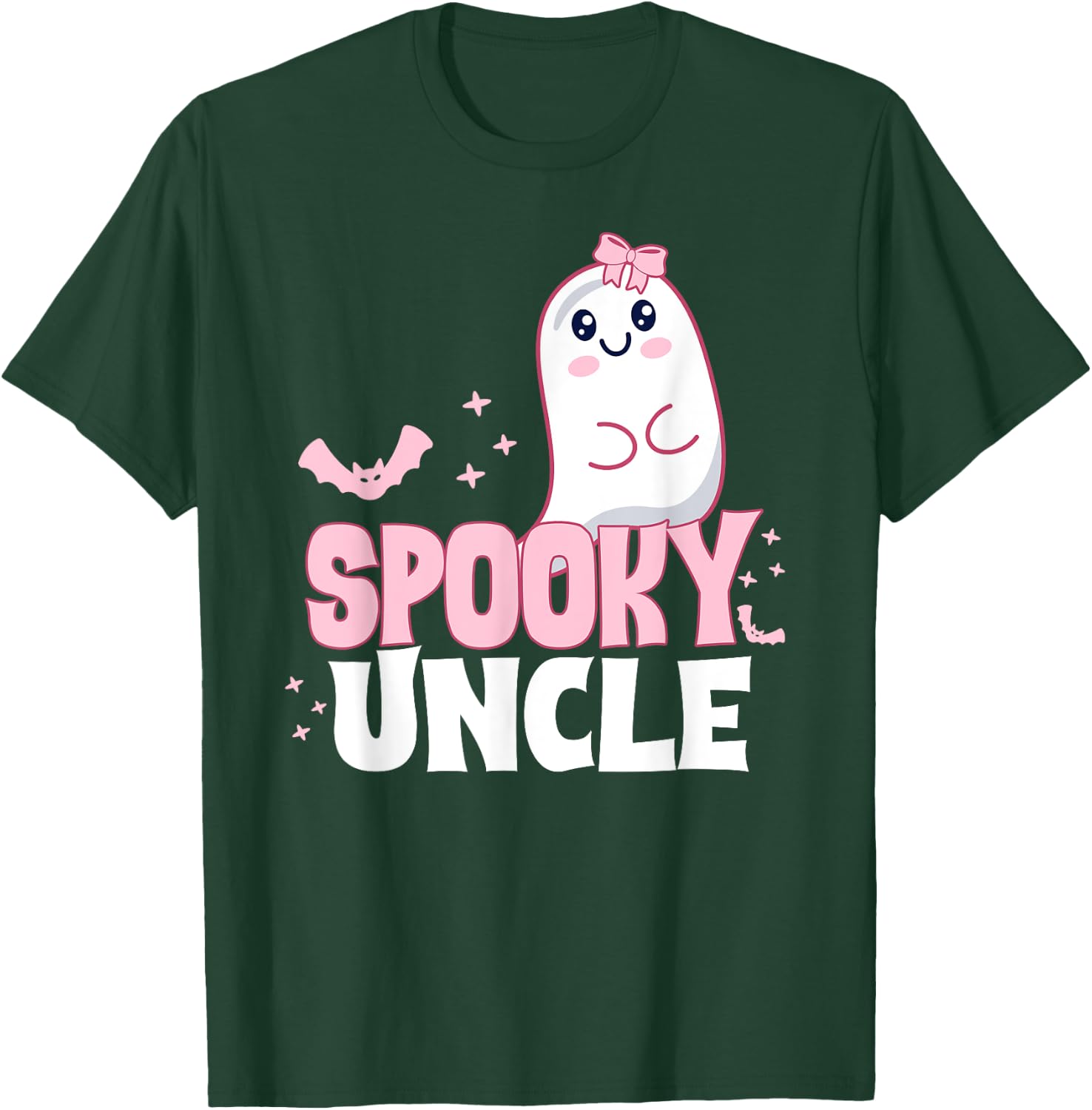 Spooky Uncle Family Cute Pink White Ghost Boo Halloween T-Shirt - T-Shirt | Forest