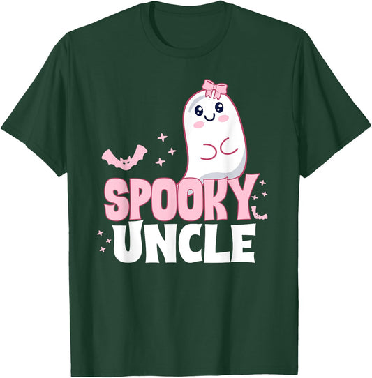 Spooky Uncle Family Cute Pink White Ghost Boo Halloween T-Shirt - T-Shirt | Forest