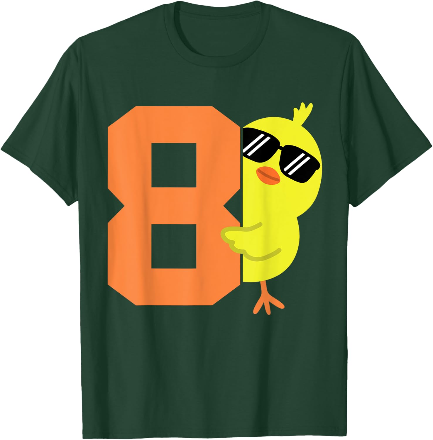 Kids 8th Birthday Chicken Themed Cute 8 Year Old Boys Chick T-Shirt - T-Shirt | Forest