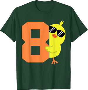 Kids 8th Birthday Chicken Themed Cute 8 Year Old Boys Chick T-Shirt - T-Shirt | Forest