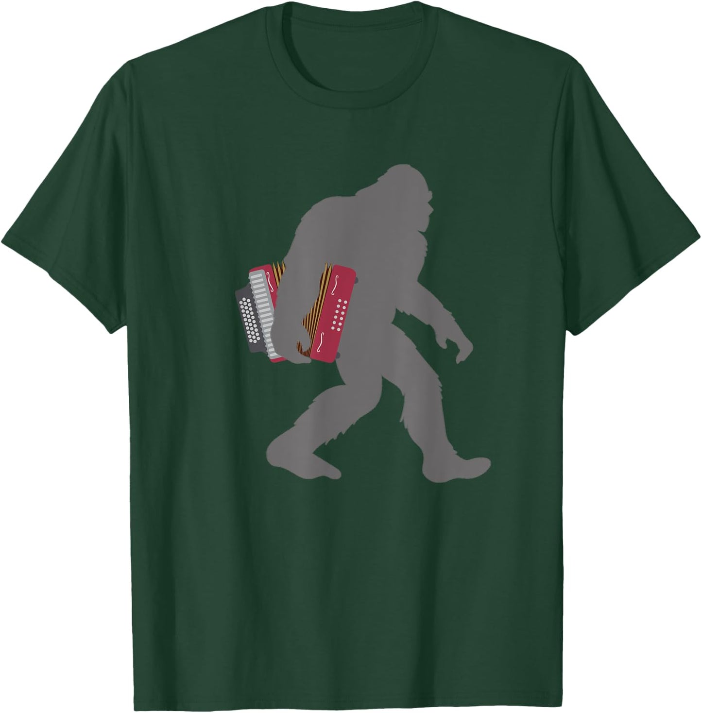 Funny Accordionist Bigfoot musician with Accordion T-Shirt - T-Shirt | Forest