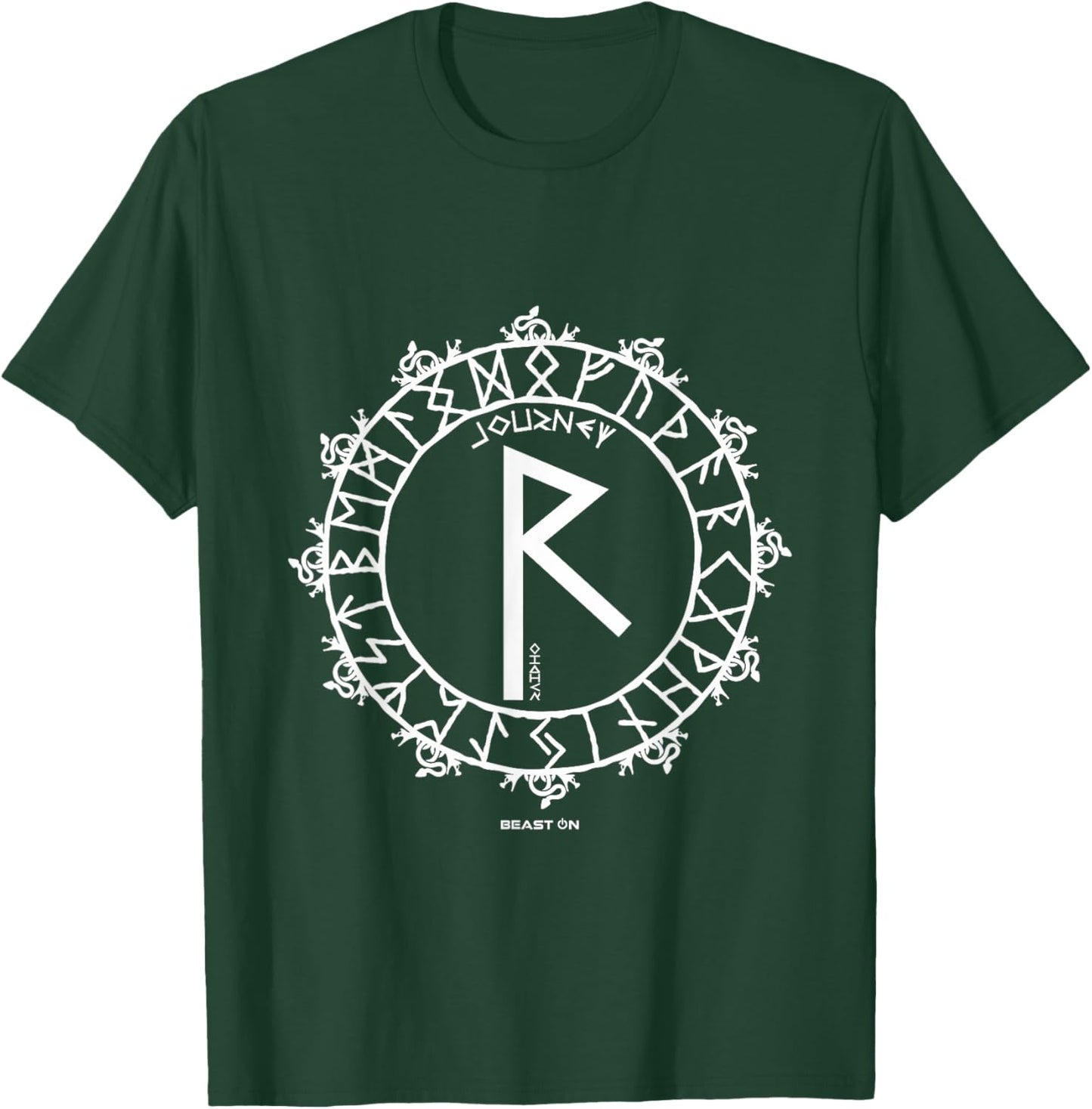 Raidho Nordic Rune Travel Viking Rune Symbol Glyph T-Shirt - T-Shirt | Forest