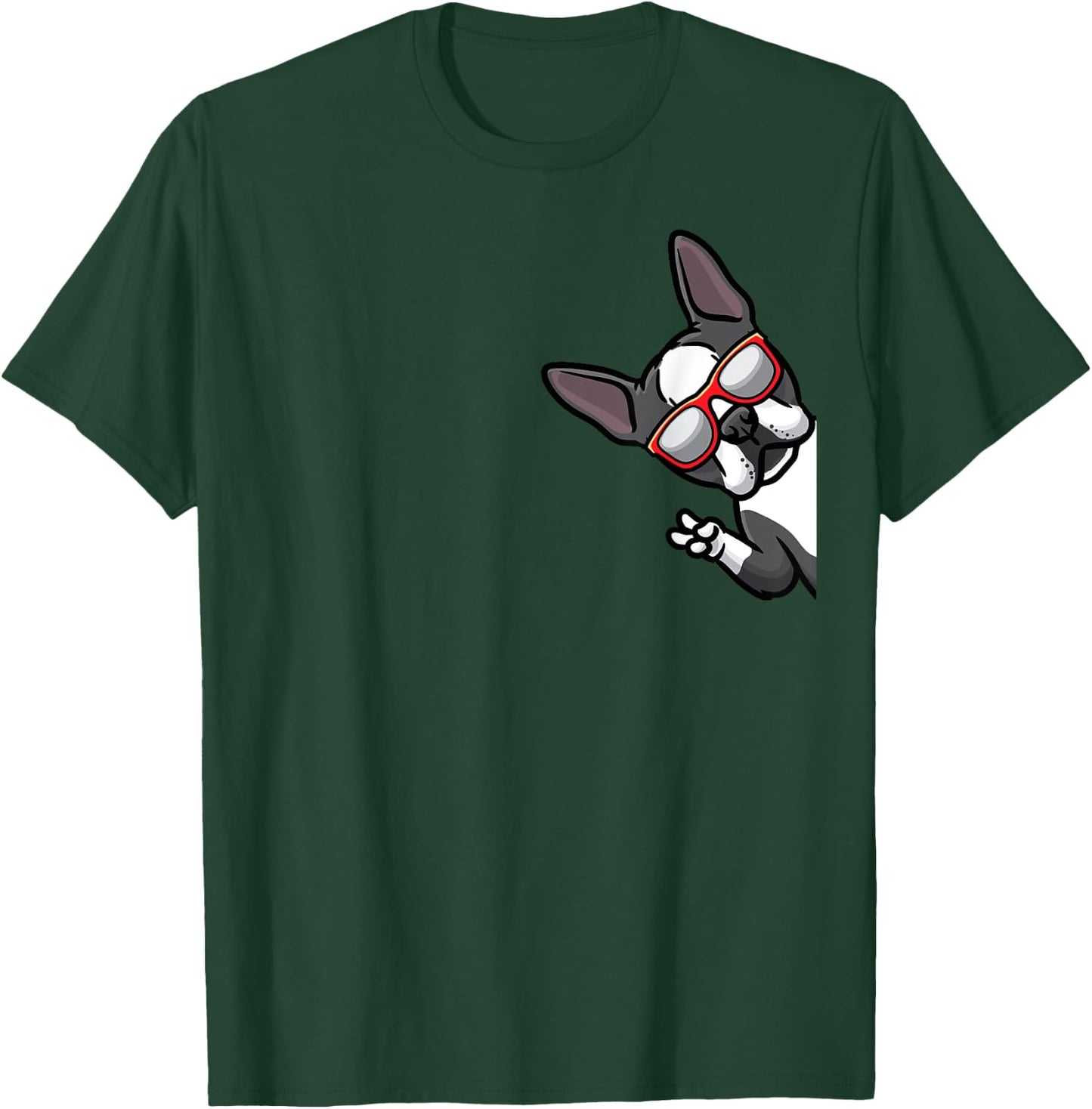 Boston Terrier Dog From Side Boston Bull T-Shirt - T-Shirt | Forest