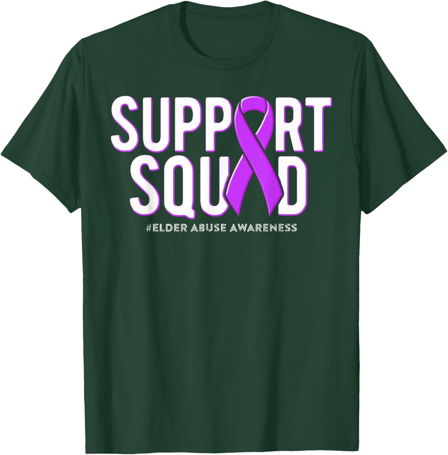 Support Squad Elder Abuse Awareness Purple Ribbon T-Shirt - T-Shirt | Forest