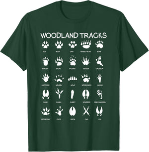 Nature Explorer Animal Track Paws Hunt Designs Animal Track Footprints Woodland Theme Nursery House Decor Illustration T-Shirt - T-Shirt | Forest