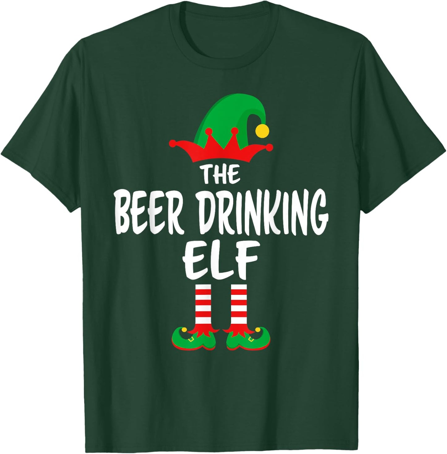 The Beer Drinking Elf Matching Family Christmas T-Shirt - T-Shirt | Forest