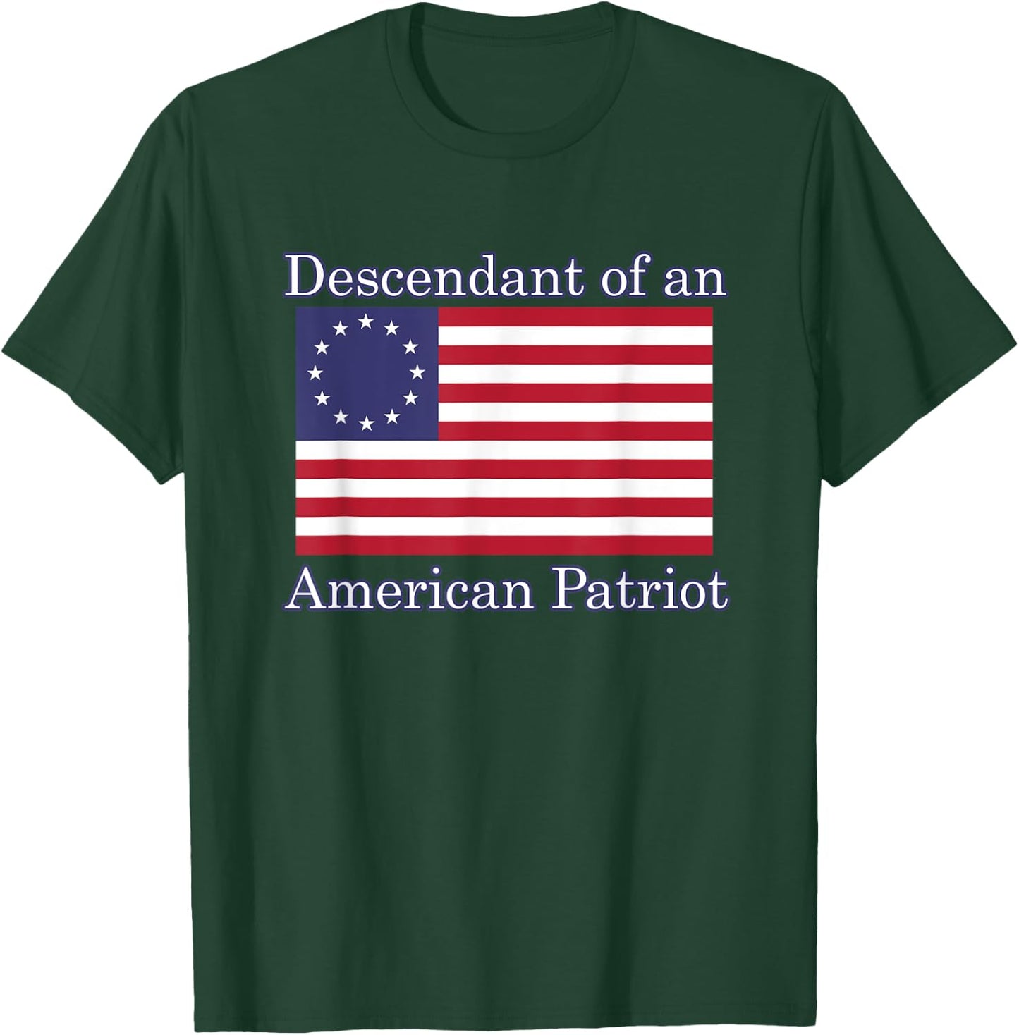 Descendant of an American Patriot - -Adults, Kids - Black - Small - Short Sleeve - Modern - American Vacation T-Shirt - T-Shirt | Forest