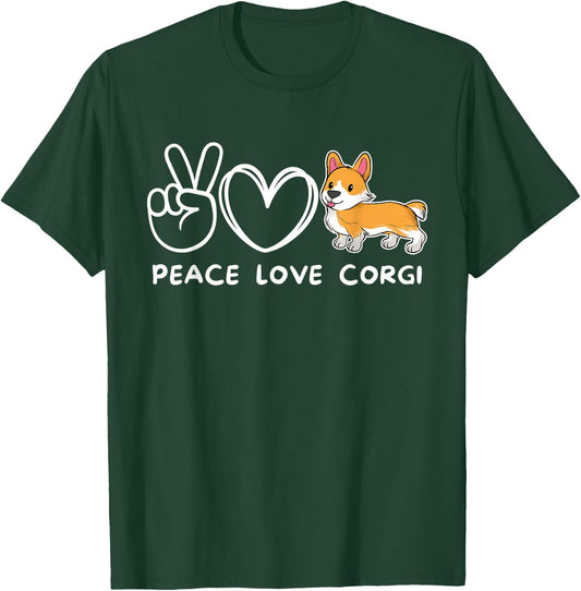 Peace, Love Corgi Retro Corgi Dog Lover Women Kids T-Shirt - T-Shirt | Forest