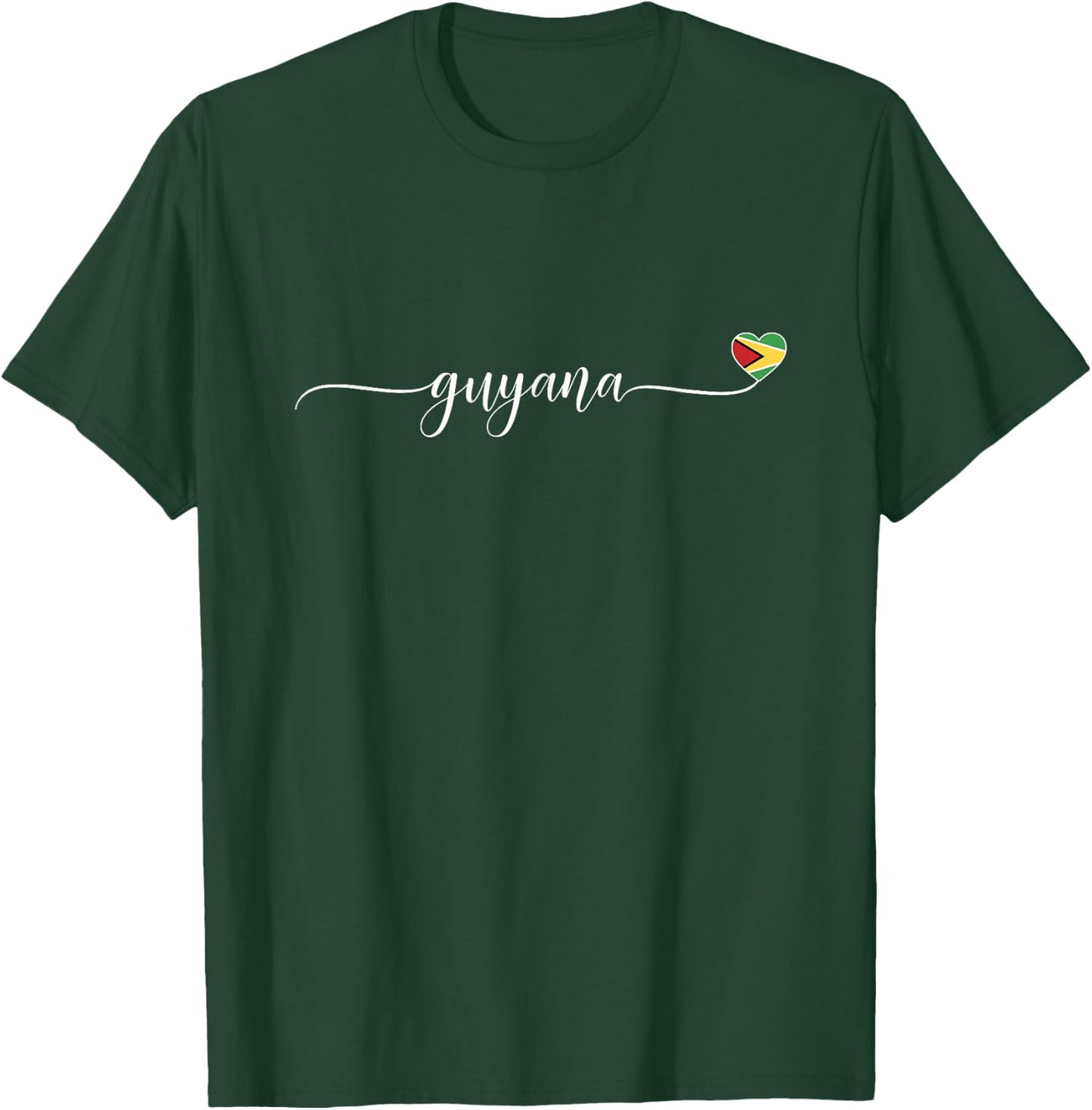 Guyana Flag Love Guyana Heart T-Shirt - T-Shirt | Forest