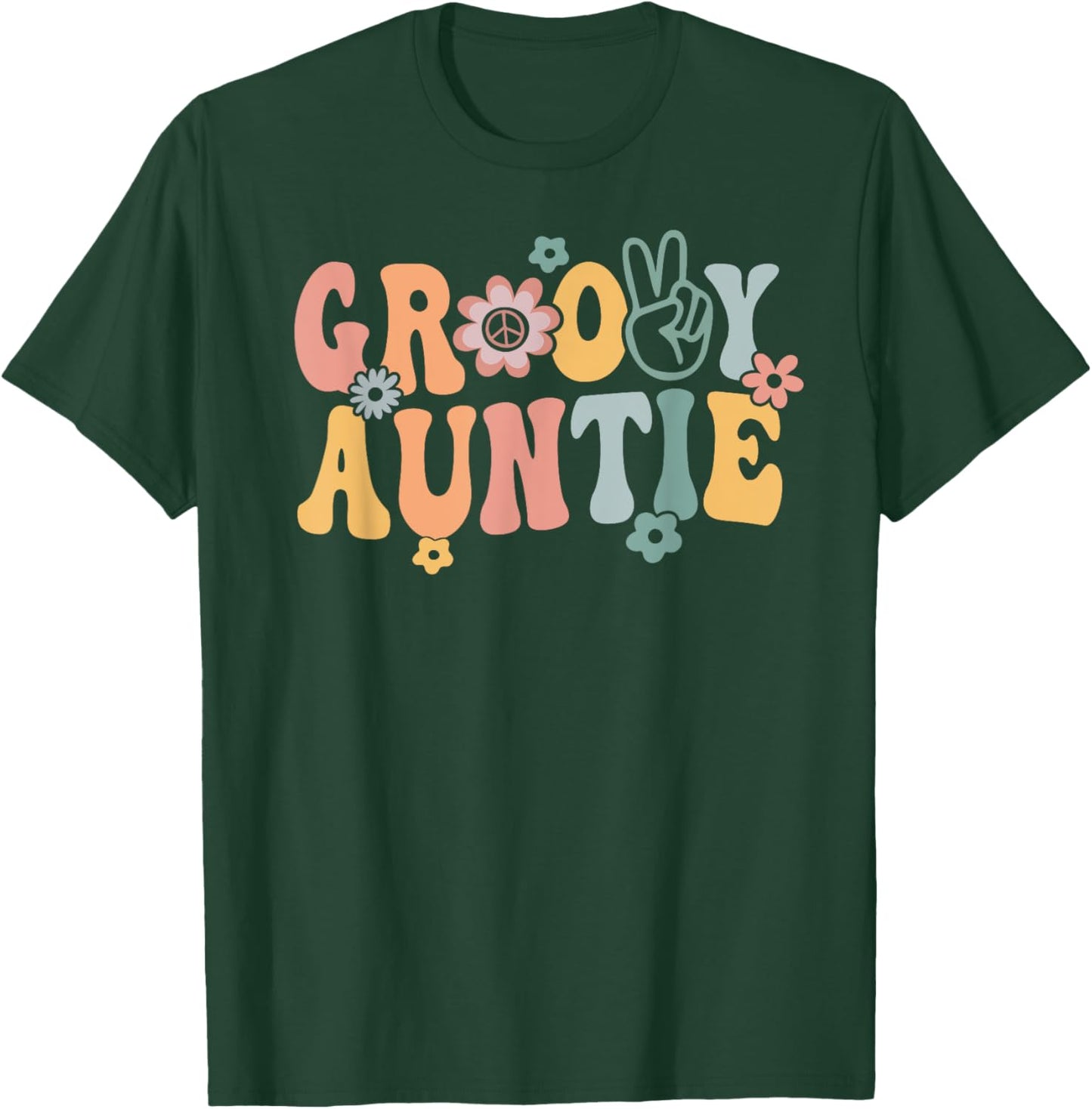 Groovy Auntie Retro Aunt Matching Family 1st Birthday Party T-Shirt - T-Shirt | Forest