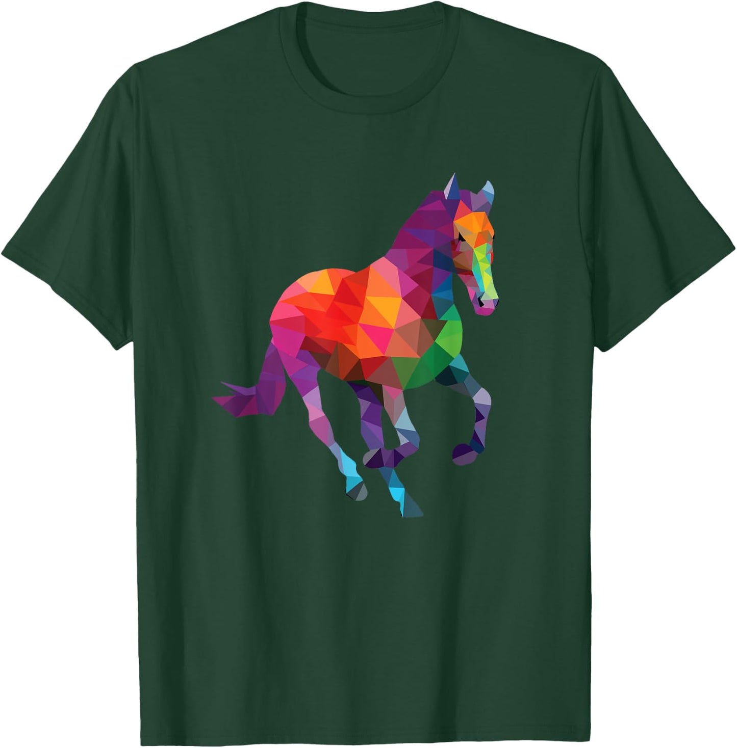 Geometric Horse - Horseman Horses Equestrian Riding Lover T-Shirt - T-Shirt | Forest