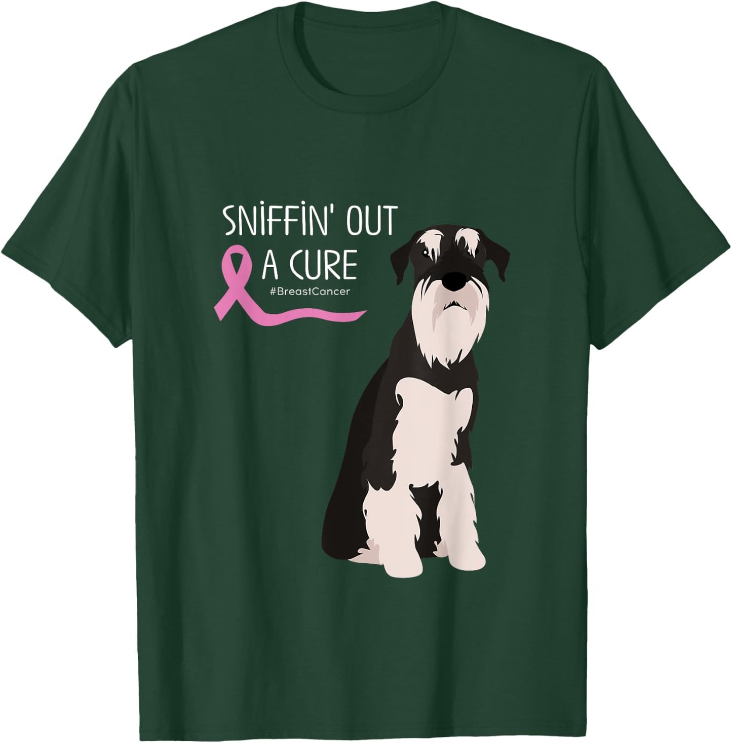 Schnauzer Dog Lover Breast Cancer Awareness T-Shirt - T-Shirt | Forest