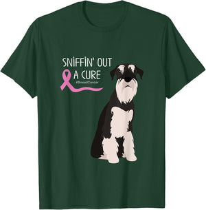 Schnauzer Dog Lover Breast Cancer Awareness T-Shirt - T-Shirt | Forest