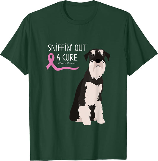 Schnauzer Dog Lover Breast Cancer Awareness T-Shirt - T-Shirt | Forest