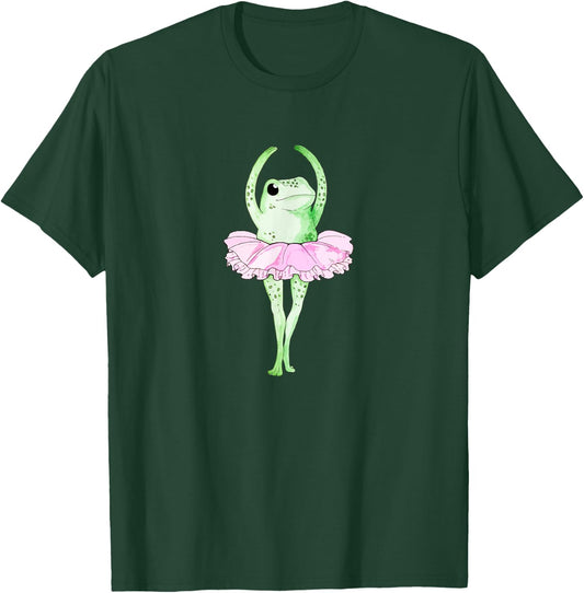 Aesthetic Frog dancing Ballerina Retro T-Shirt - T-Shirt | Forest