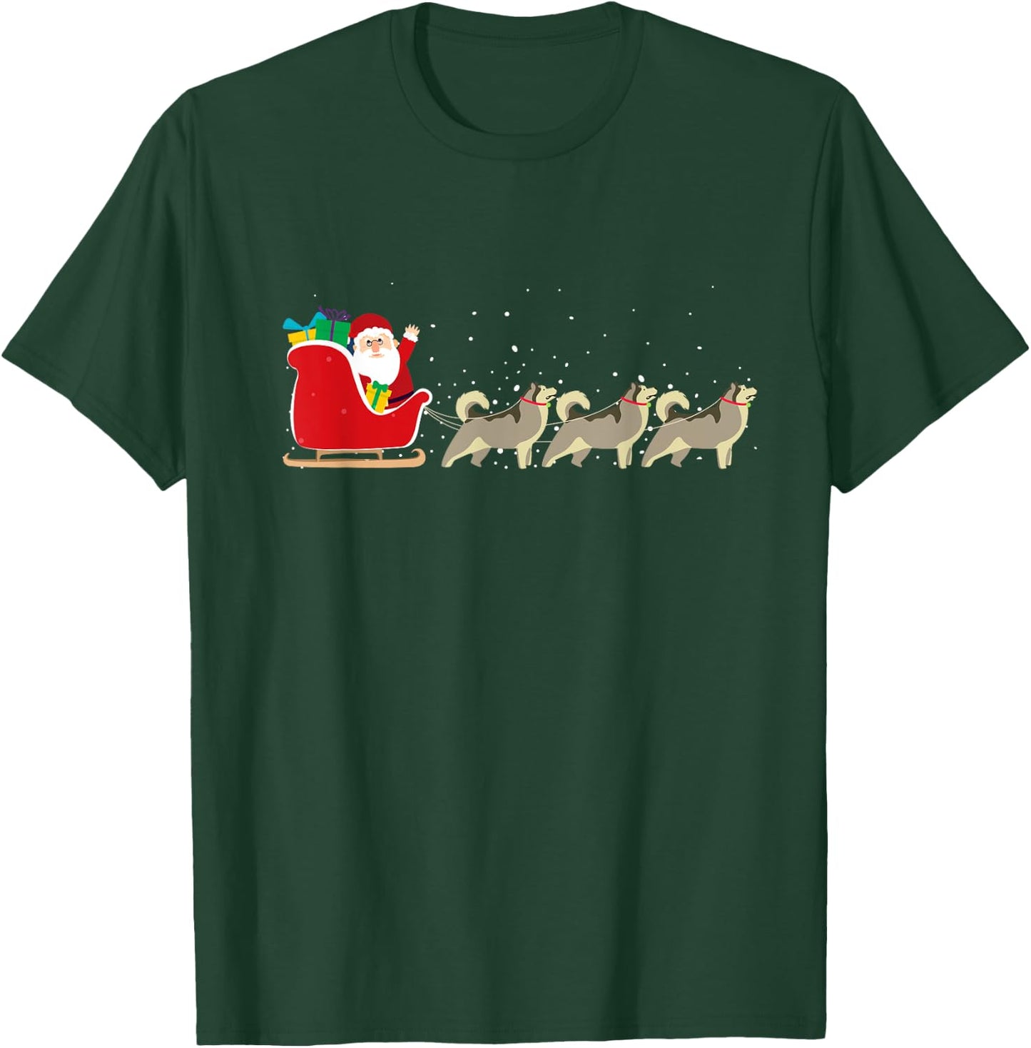 Husky Santa Christmas Sleigh - Funny Husky Xmas T-Shirt - T-Shirt | Forest