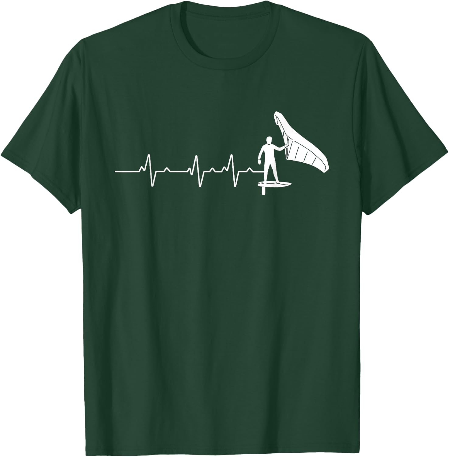 Heartbeat Heart Line Heart Rate Wing Foiling T-Shirt - T-Shirt | Forest