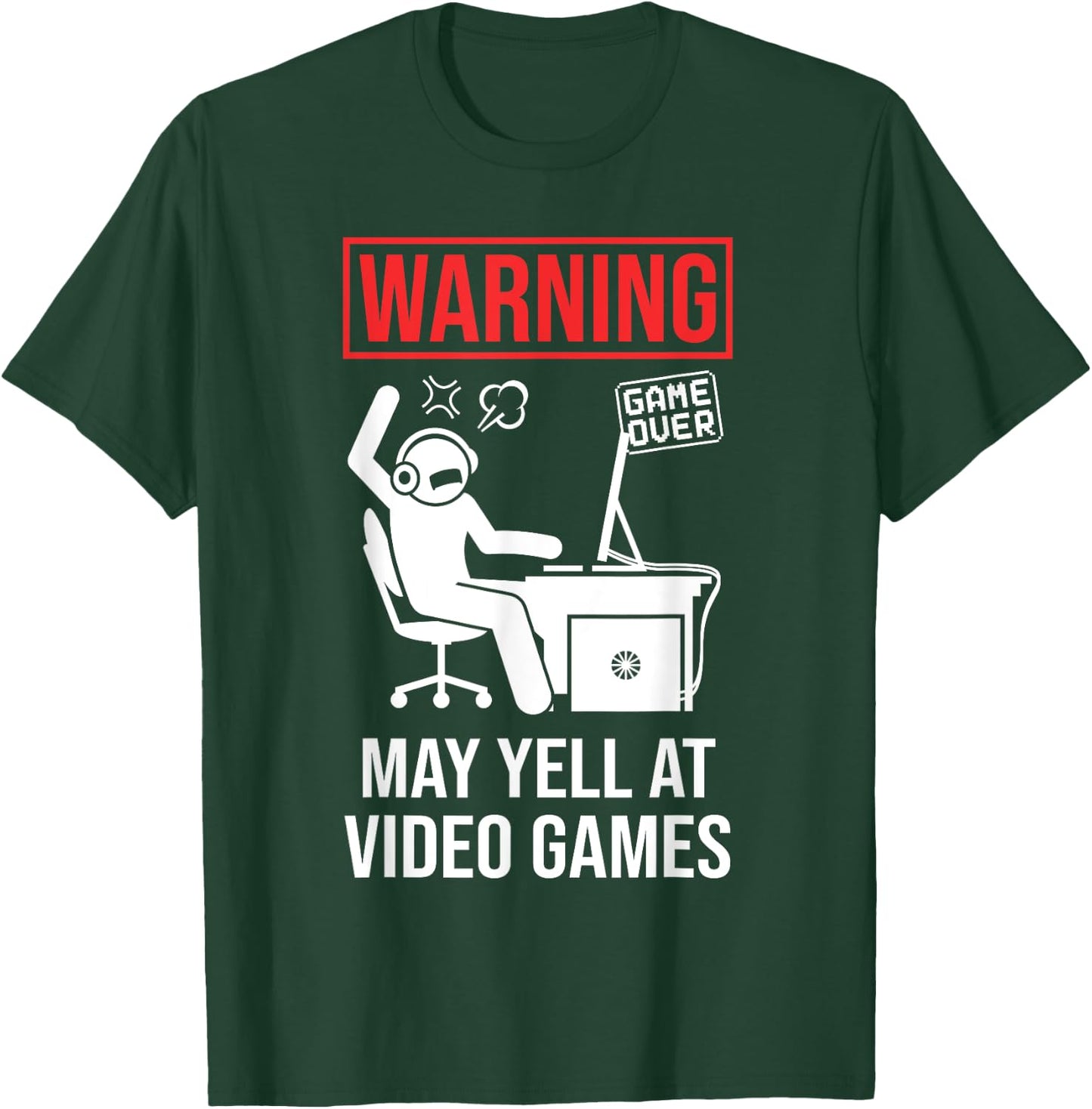 Warning May Yell At Video Games Gamer Funny Gaming T-Shirt - T-Shirt | Forest