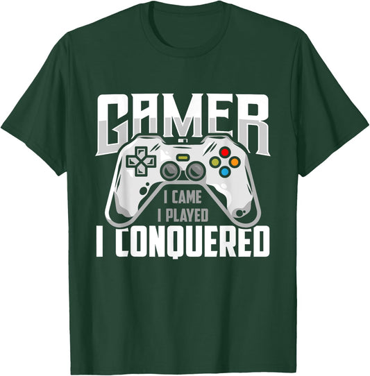 Gamer I Played I Conquered PC Apparel For Console Gaming T-Shirt - T-Shirt | Forest