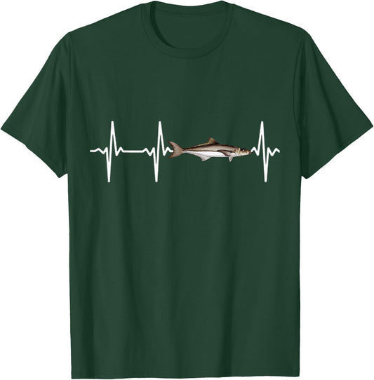 Cobia Heartbeat For Saltwater Fish Fishing Lovers T-Shirt - T-Shirt | Forest