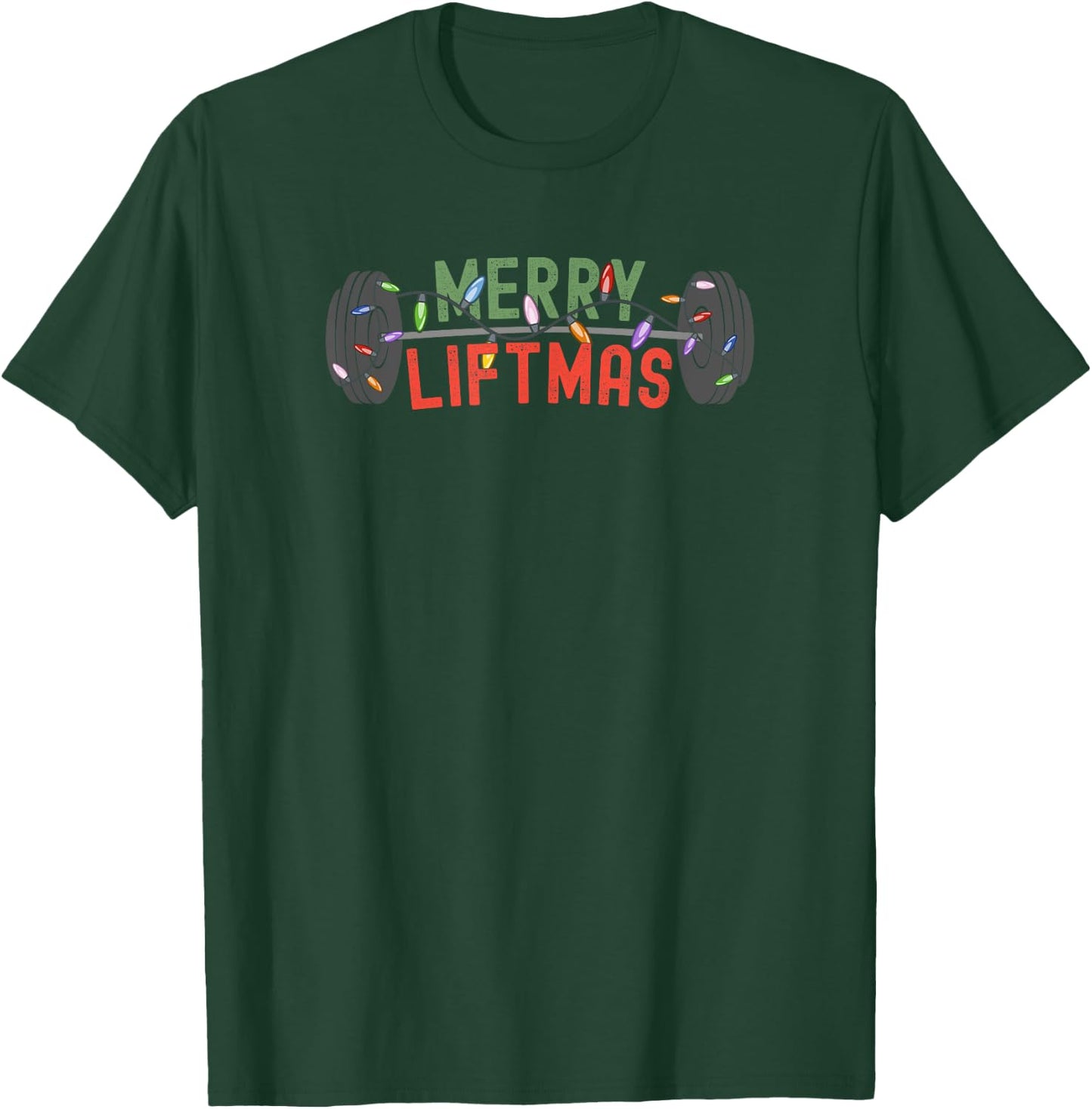 Merry Liftmas - Funny Weightlifter, Weightlifting, Weights T-Shirt - T-Shirt | Forest