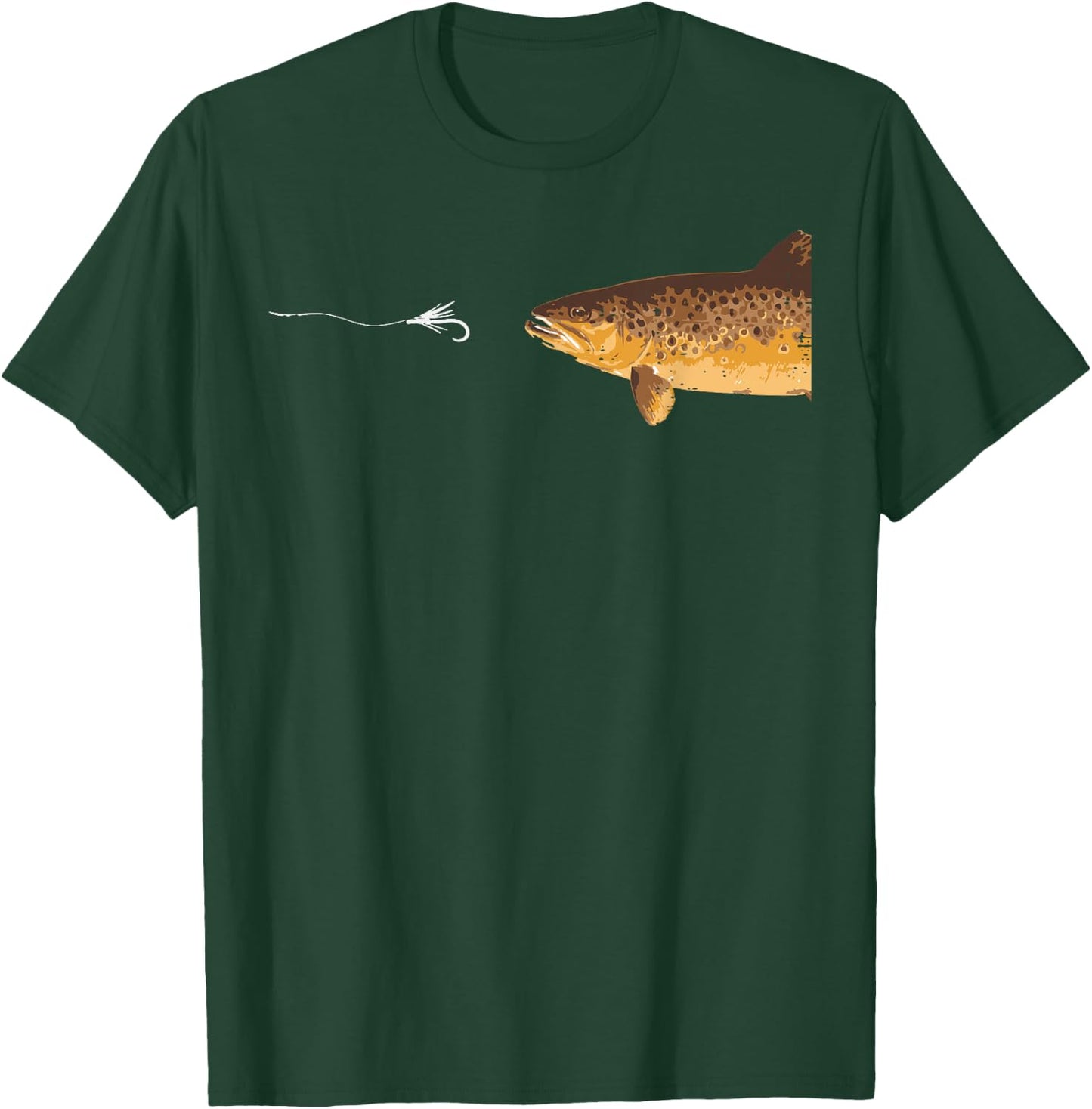 Brown Trout Fishing Hook Fisherman Angler Men Women Kids T-Shirt - T-Shirt | Forest