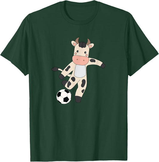 Cow Soccer Player Hobby Ball Sports T-Shirt - T-Shirt | Forest
