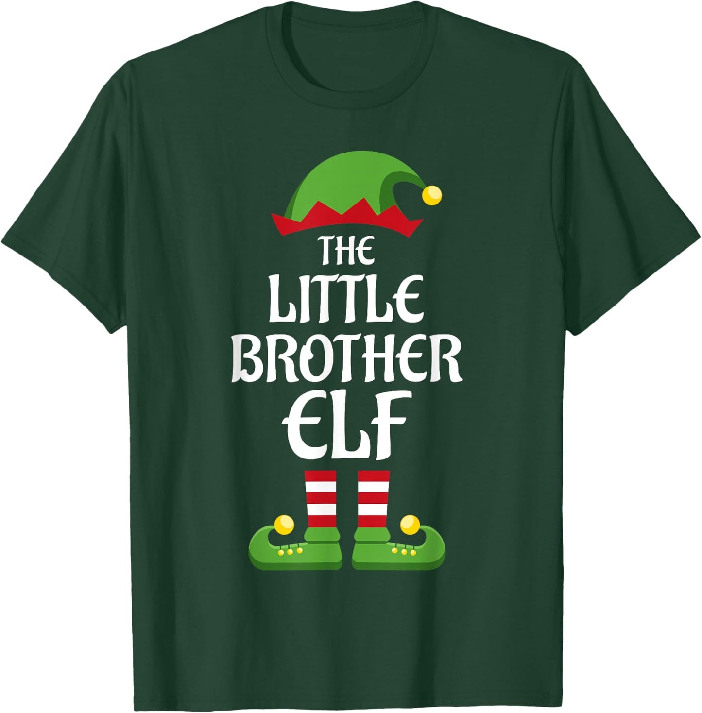 Little Brother Elf Family Matching Group Christmas T-Shirt - T-Shirt | Forest