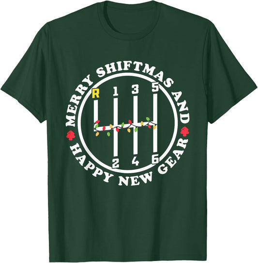 Merry Shiftmas And A Happy New Gear Christmas Manual Gearbox T-Shirt - T-Shirt | Forest