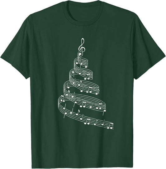 Music Note Christmas Tree X-mas Pajama Musician T-Shirt - T-Shirt | Forest