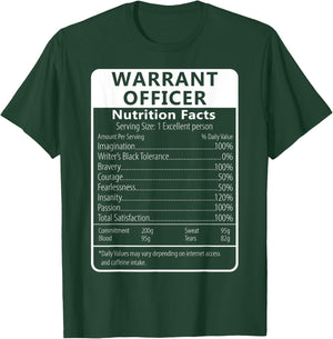 WARRANT OFFICER Nutrition Facts Sarcastic T-Shirt - T-Shirt | Forest